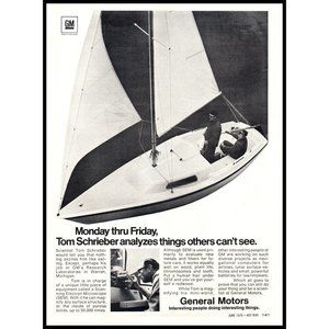 1970 GM General Motors Research Laboratories Vintage Print Ad Sail Boat Sailing